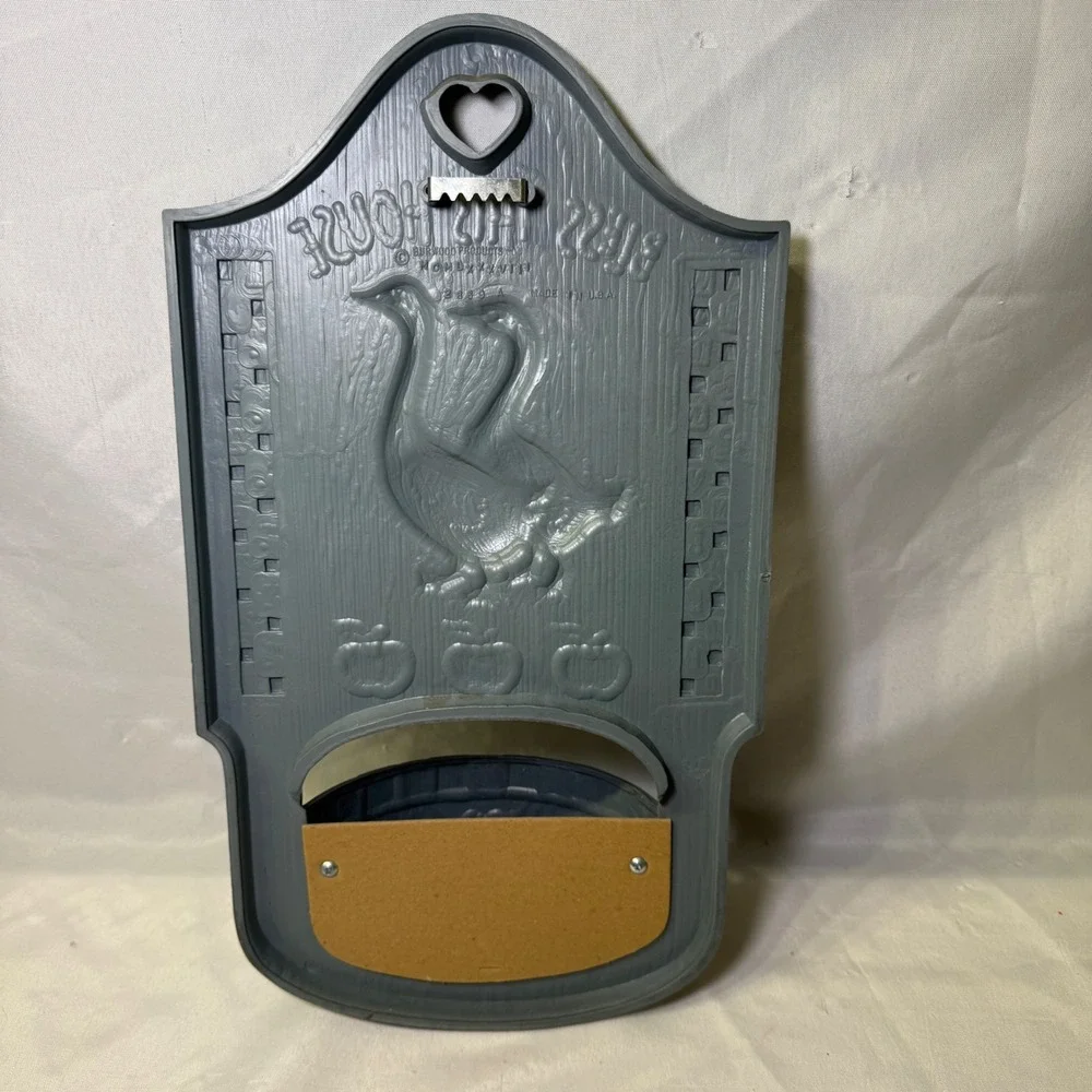 Vintage 1988 Burwood Products Bless This House Goose Wall Pocket‎ Grey duck